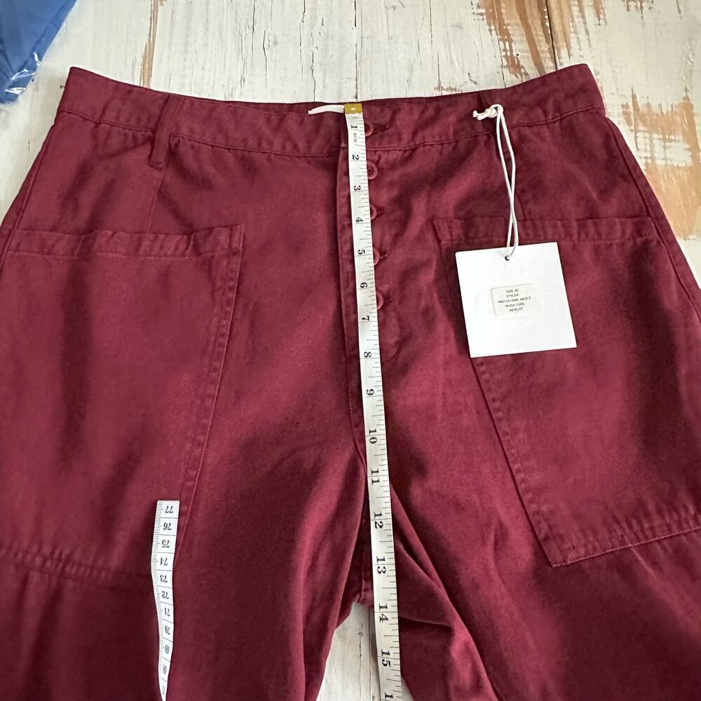 Pistola Tammy High Rise Trouser Exposed Buttons Pants Size 30 Merlot - Picture 12 of 15